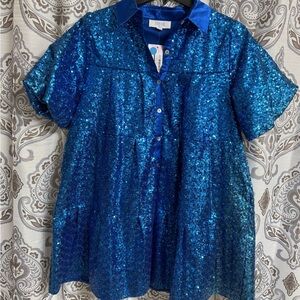 Peach Love Blue Sequin mini dress
